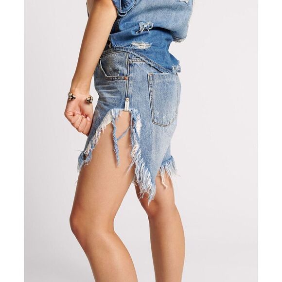 One Teaspoon HOLLYWOOD FRANKIES LONG LENGTH DENIM SHORT Size 24 - Picture 3 of 13